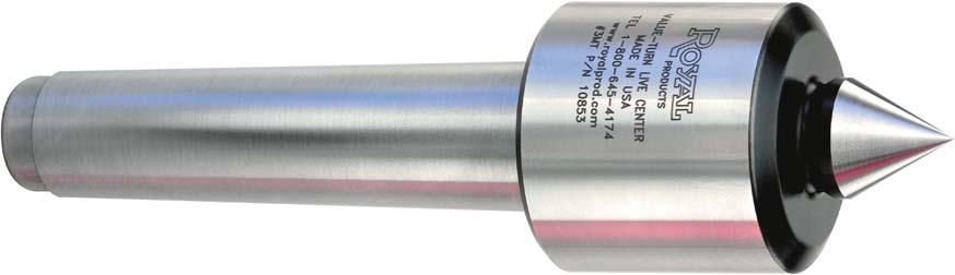 VALUE-TURN LIVE CENTERS Proudly Made in U.S.A. B G F E Royal Value-Turn Live Centers MAX. WEIGHT OF SUGGESTED WORKPIECE THRUST PART TAPER B E F G RPM* (lbs.) LOAD (lbs.) NUMBER PRICE 1 MT 1.68 1.56 0.