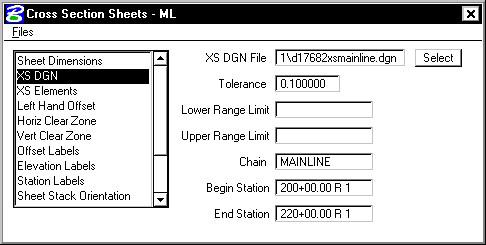 GEOPAK Sheet Dimensions The Sheet Height and Sheet Width define the size of the sheet. The Sheet Space defines the spacing between sheets. XS DGN Tells the software where to locate the cross sections.