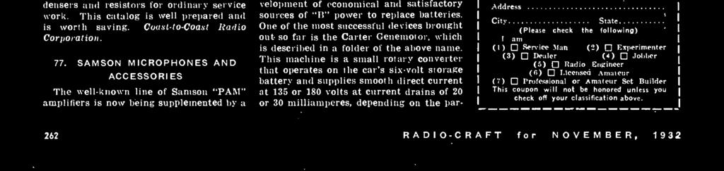 , of Manufacturers, Schools, Institutions, and other organizations, which may be of interest to readers of "Radio- Craft.