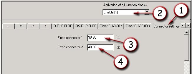 Fig. 4.1.6-2 Then, the comparators must be linked together (Fig. 4.1.6.1) 4.1.6.1 Linking the comparators 1. Click on the tab >. 2. Activate the element COMPARE 1 by selecting Level 1 (1). 3.