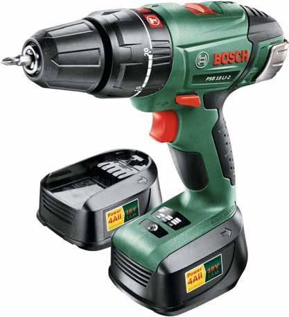 Cordless drill/drivers, cordless combi drills, cordless rotary hammers 15 Cordless impact drill/drivers Suitable for drilling into wood, metal and masonry. The combi PSB 18 LI-2 is an all-rounder.