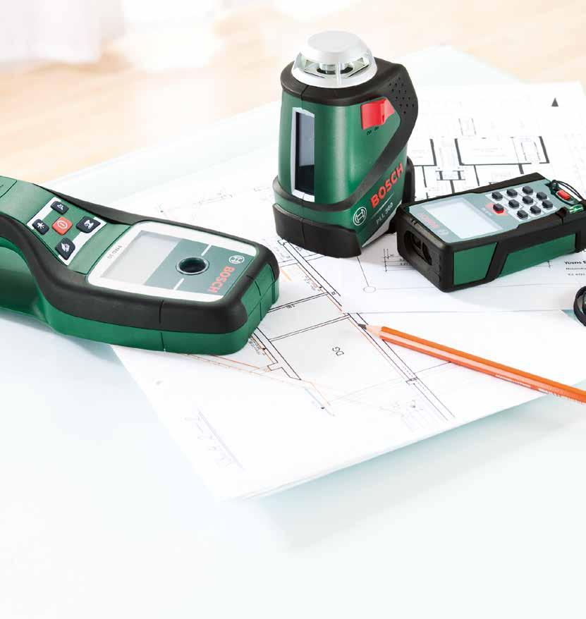 68 Bosch Power Tools for DIY Laser measurers and angle measurer Precise measurement of distances, areas and volumes.