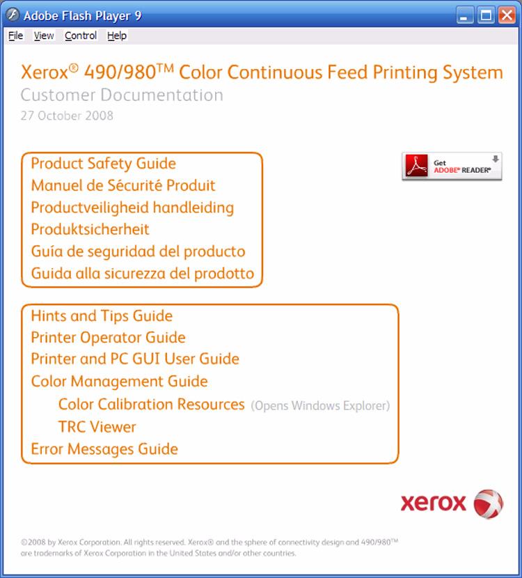 Prepare for Color Calibration Xerox 490/980 Color Continuous Feed Printing System Copy Color Calibration Resources This procedure describes how to copy the contents of the [Color Calibration