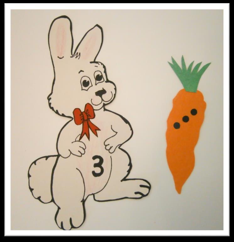 Write the number 1 on one bunny, number 2 on the next bunny, number 3 on the next bunny, etc. Color the ears of the bunnies pink and the bows various colors.