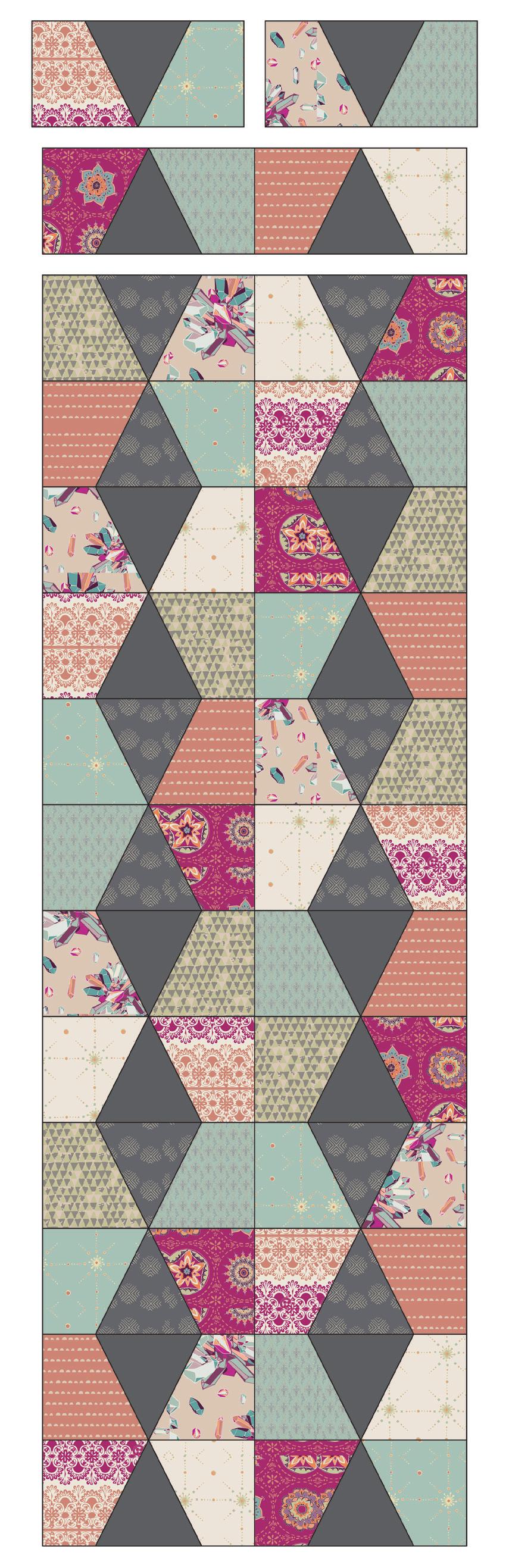 blocks each. Join the rows. QUILT 1. Cut and piece the backing to measure 20-½ x 76-½" using a ½" seam allowance.
