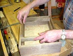 I fit the pieces that will make up this tray. I move to the table saw to cut a rabbet in the small tray pieces.