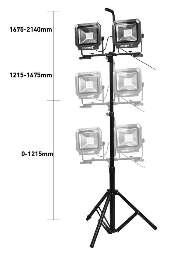13 1 12 11 10 9 8 2 3 4 5 Height Adjustable Tripod 2140mm 1675mm 5a 1215mm 6 7 6 Know Your Product 1. Soft Grip Handle 2. Tilt Lock Knobs 3. Light Support Frame 4. H Frame Stand 5.