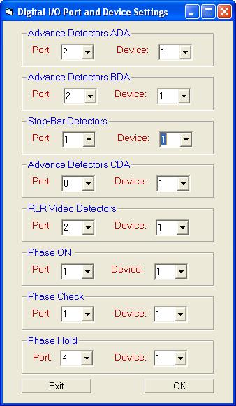 Figure 42. Digital I/O Port and Device Settings Screen. Number of Lanes per Approach: This option (Figure 43) enables the user to change the number of lanes per approach from 1 to 2 or vice versa.