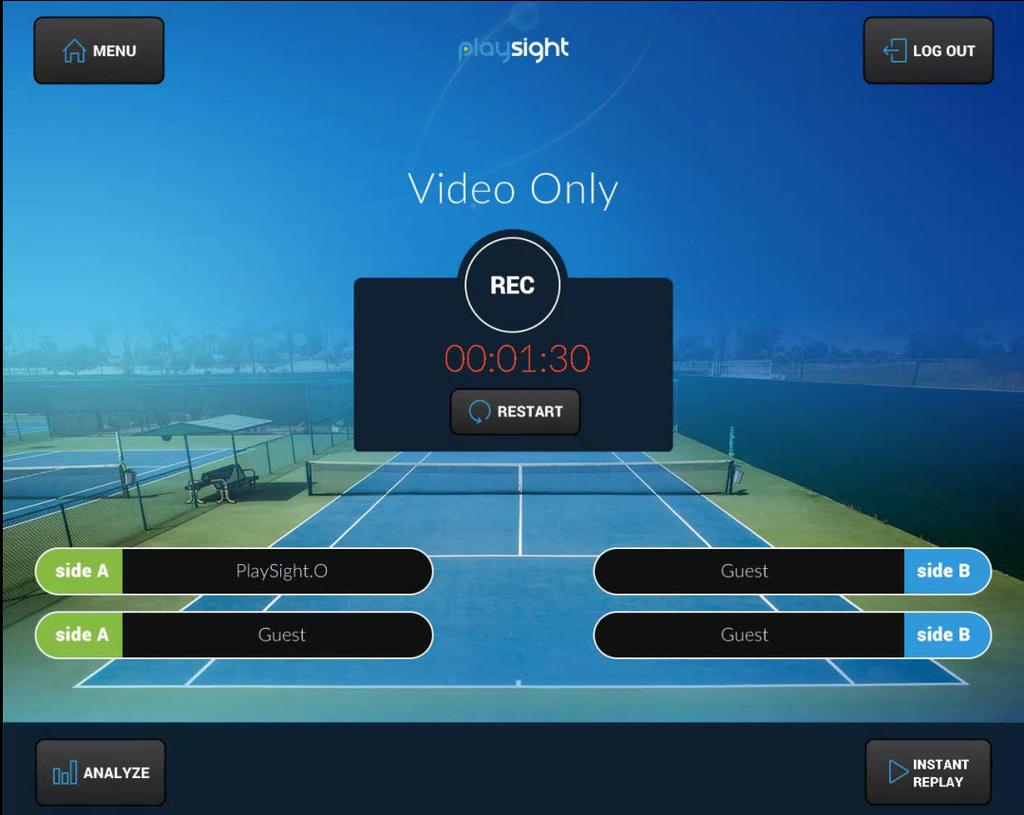 DOUBLES MODE When you log in on the SmartCourt, at least one of the four doubles players needs to have a PlaySight account.