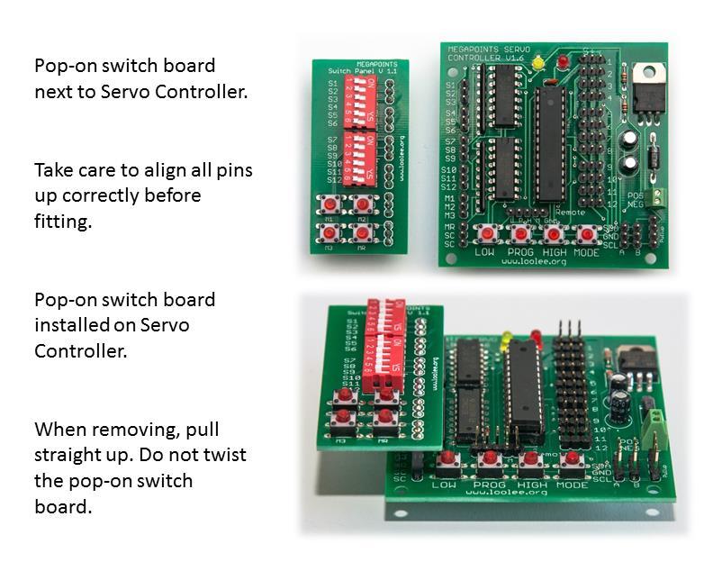 NOTE: The pop-on switch board has an ON position marked on the switch, this is synonymous with CLOSED in the above chart.
