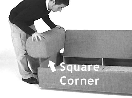 align the corners of the foam cushion