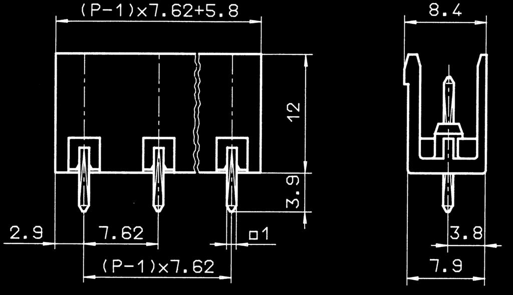 P.C. board plug-in connectors Header STL 0/ /7,62-V vertical CONTA-CON STL 0/ /7,62-H horizontal 7,62 mm