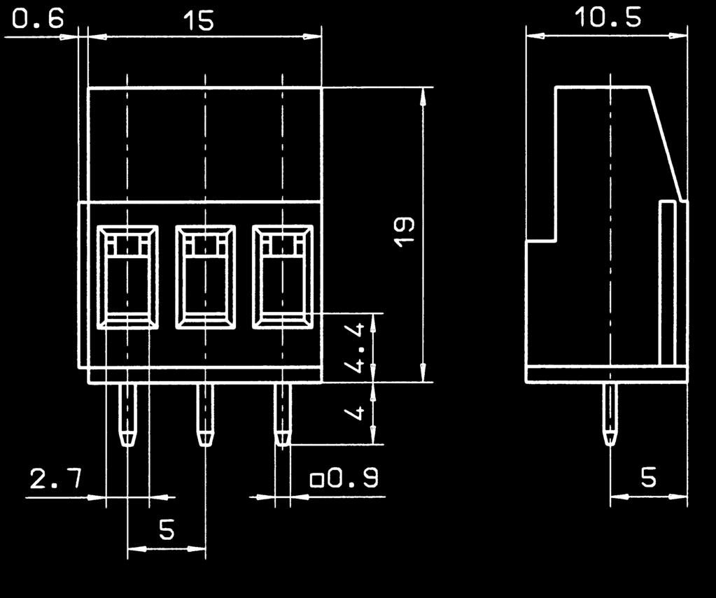 Terminals PK 700/ /5,00-V vertical CONTA-CON PK 700/ /5,00-H horizontal 5,00 mm Rating Marking Strain-relief-clamp 5,00 8,00 1, 4,00 0 V 0 V A A (T) - 2,00 kv 0, Nm/M3 - C / +105 C Zn dark grey (Ral