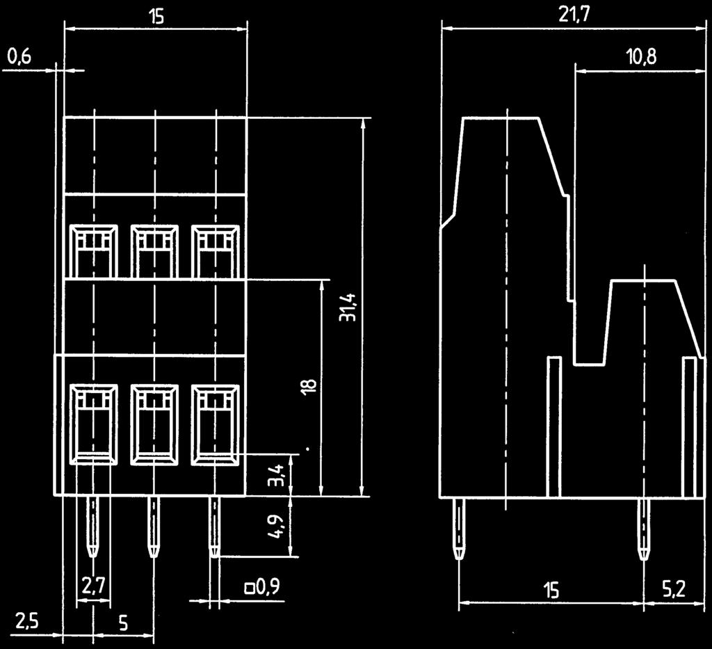 Terminals PKD 790/ /5,00-V vertical CONTA-CON PKH 793/ /5,00-V vertical 5,00 mm Rating Marking Strain-relief-clamp 5,00 8,00 1, 4,00 0 V 0 V A A (T) - 2,00 kv 0, Nm/M3 - C / +105 C Zn