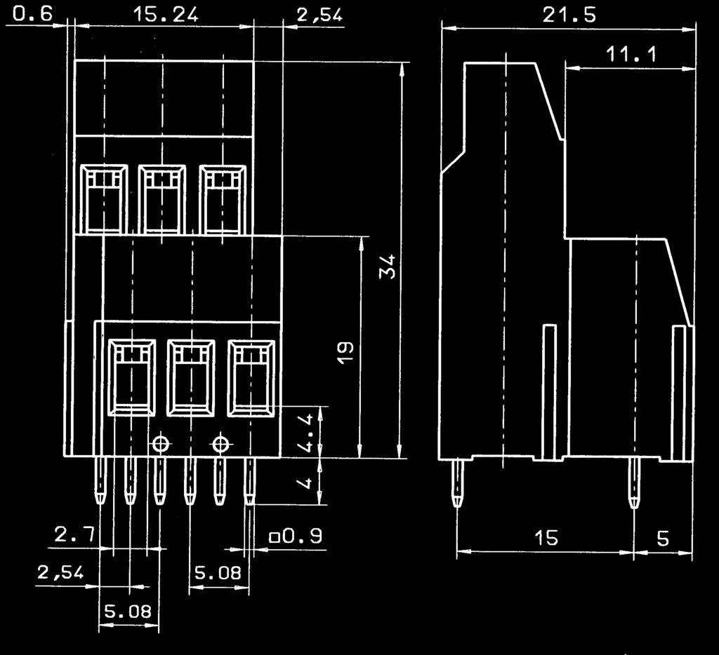 Terminals PKD 0/ /5,08-V vertical PKDL 2,5/ /5,08 vertical 5,08 mm Rating Marking Strain-relief-clamp 5,08 8,00 1, 4,00 0 V 0 V A A (T) - 2,00 kv 0, Nm/M3 - C / +105 C Zn dark grey (Ral ) (Ral 70) 2