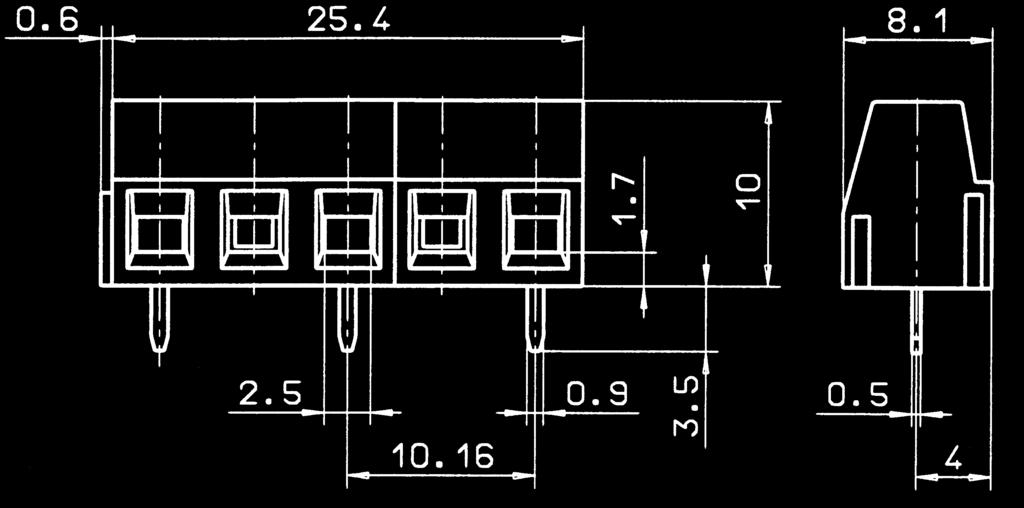 Terminals PK 0/ /10,00-V vertical PK 0/ /10,-V vertical 10,00 mm 10, mm Rating Strain-relief-clamp 10,00 6,00 1, 0 V 0 V A A (T) - 3, kv 0, Nm/M3 - C / +105 C Zn (Ral ) 2 109.1 3 10380.1 4 10381.