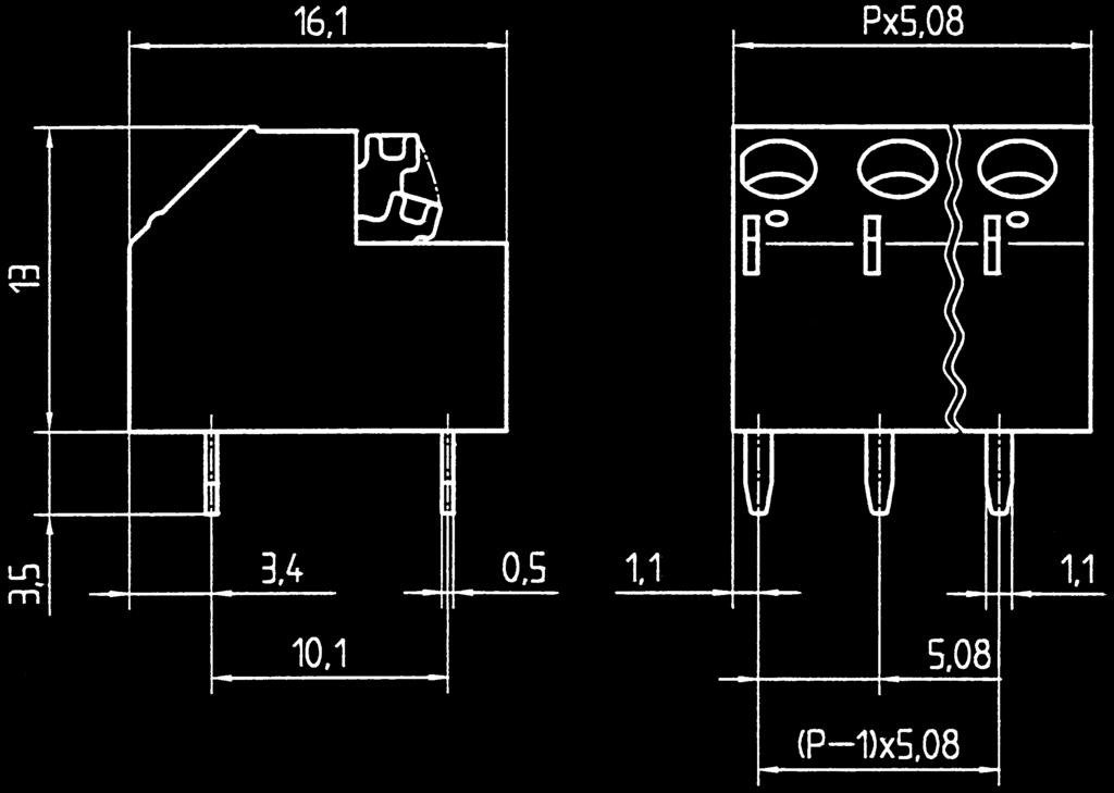 CONTA-CON Terminals PBKZ 41/ /5,08-KD 5,08 mm Rating Leg-spring 5,08 10,00 1, 0, 0 V 0 V A,5 A (T)