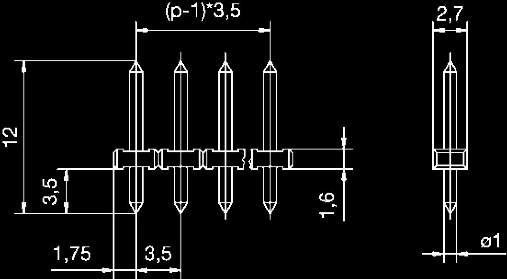 P.C. board plug-in connectors Header STL / /3,-V vertical CONTA-CON STL / /3,-H horizontal 3, mm Rating 3, 1, 1 V 0 V 9 A 8