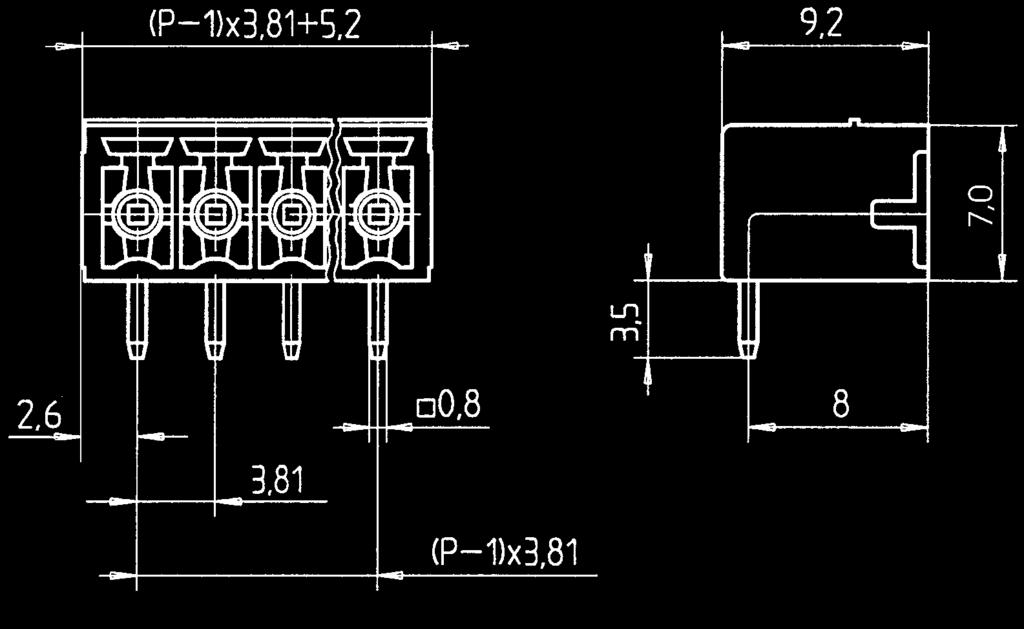 P.C. board plug-in connectors Header STL 15/ /3,81-V-G vertical CONTA-CON STL 15/ /3,81-H-G horizontal 3,81 mm Rating 3,81