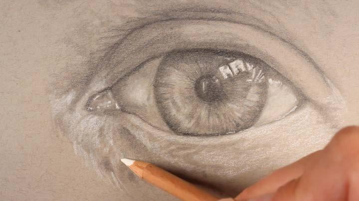 Just as slightly darker values were created around the outside of the eye,