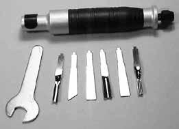 44T tapered collet-type handpiece with a maximum capacity of 1/4. Comes with 3/32, 1/8 and 1/4 collets; sanding accessory kit; variety of bits.