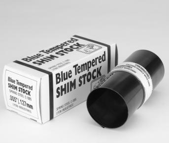 Blue Tempered Steel Shim Stock 1095 Spring Steel Part No. Dimensions (thickness/width/length) Wt./Lbs BTS-2.002/.051mm x 3" x 50".09 BTS-3.003/.076mm x 3" x 50".13 BTS-4.004/.102mm x 6" x 50".