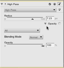 Figure nx.69 The Opacity options for the High Pass filter Figure nx.70 Selecting the Overlay Blending Mode 48.