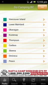 Features Include: *British Columbia Provincial Park locations *Park locations on maps *Driving directions to the parks *View and search amenities & activities available for each park