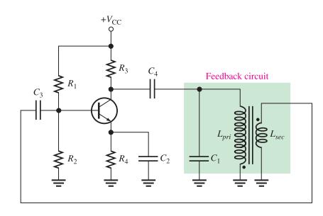 Armstrong Oscillator This type of LC feedback oscillator uses transformer coupling to feed back a portion of the signal voltage.