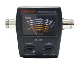 52049) Power Display Range: Accuracy LOW Power: Accuracy HIGH Power: SWR detection sensivity: 125~525 MHz 2/20/ ±10% AVG, ±15% REP ±5% AVG, ±10% REP 1 W NJ 140 x 84 x 122 mm 800