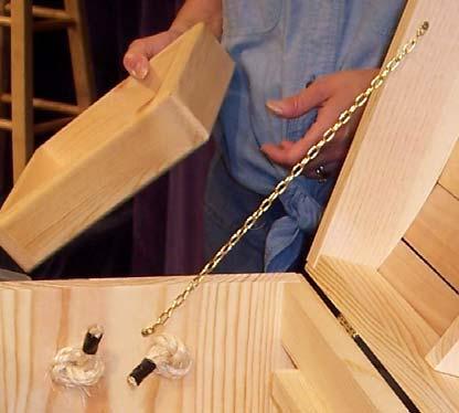 Attach the completed lid to the completed chest with (2) hinges and (8 ) wood screws.