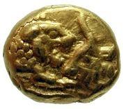 Kingdom of Lydia, Croesus (c. 560?-546 BC), Hemihecte (1/12 Stater) Hemihecte (1/12 Stater) Year of Issue: -560 Weight (g): 0.66 Diameter (mm): 7.
