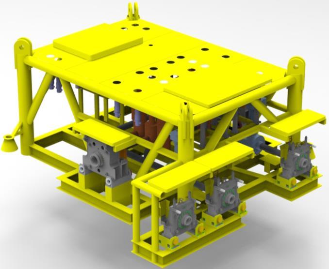 Figure 4 Subsea manifold The manifolds are connected to the flexible risers located near the FLNG vessel through six flexible flowlines, with a total combined flowline length of approximately 21 km.