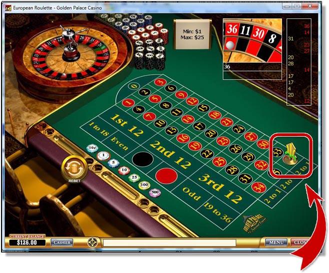 the Roulette table (betting