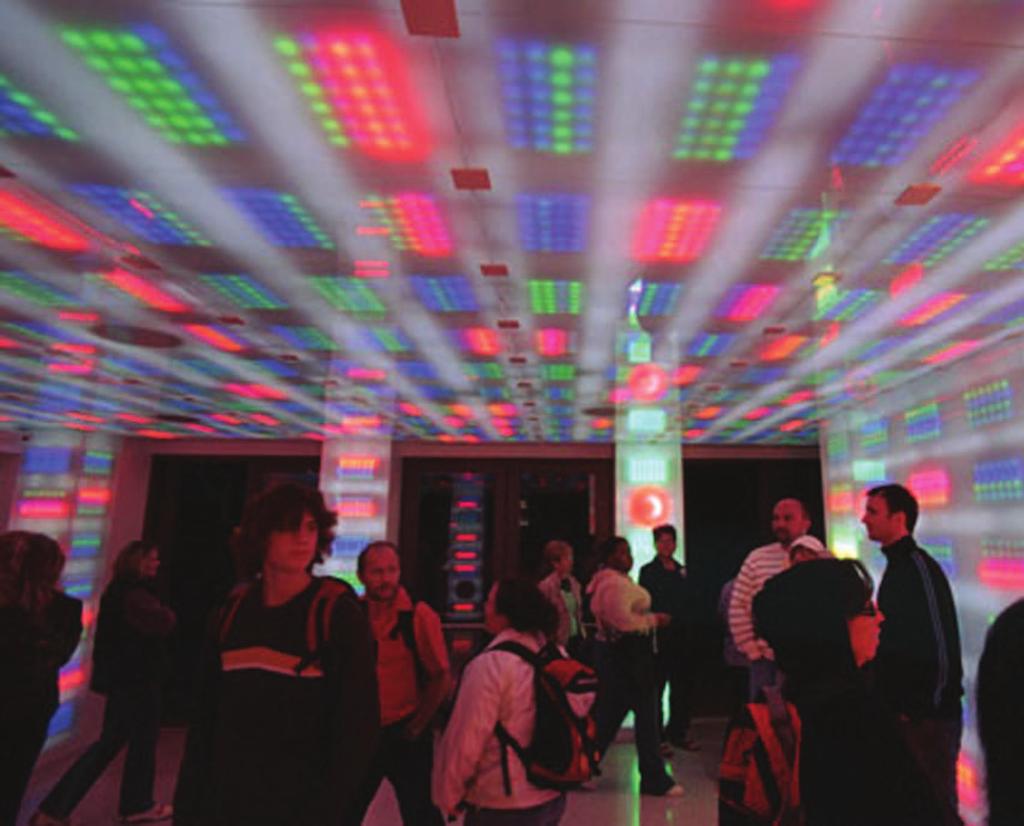 After researching the available options, he selected for its intense color output and reliability. The Breezeway s ceiling and walls glow with 1,300 icolor Cove MX Powercore fixtures.