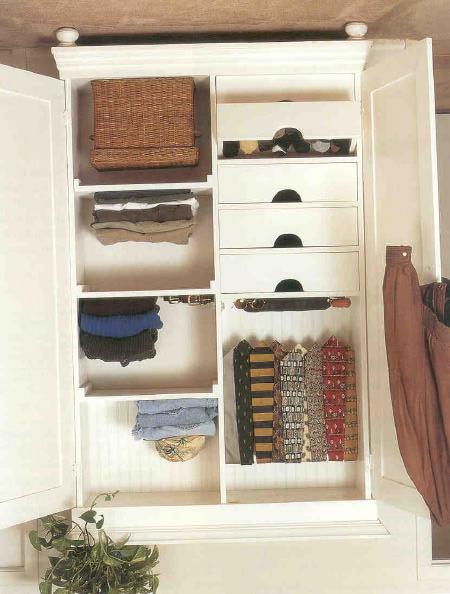 A rmoire This attractive and practical two-door armoire takes up very little floor space in a bedroom but provides lots of storage.