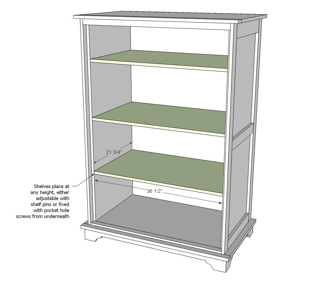 [21] Step 9 Instructions: Add shelves to the armoire if desired.