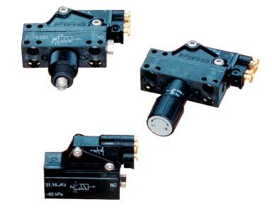 Vacuum switches, pneumatic Converts a vacuum level to a pneumatic signal. Vacuum-actuated membrane linked to a pneumatic switch. Available preset or with adjustable vacuum level.
