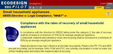 WEEE and RoHS directives Fig. 3: WEEE-WHAT area For example producers of large household appliances just have to concentrate on requirements for large household appliances.