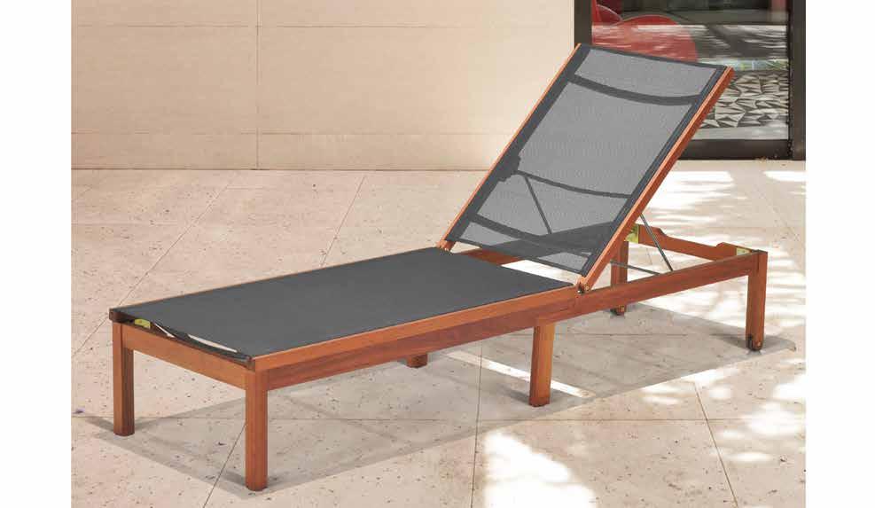 WASHBURN CHAISE WITH SIDE TABLE EUCALYPTUS WOOD KINGSBURY SLING CHAISE.
