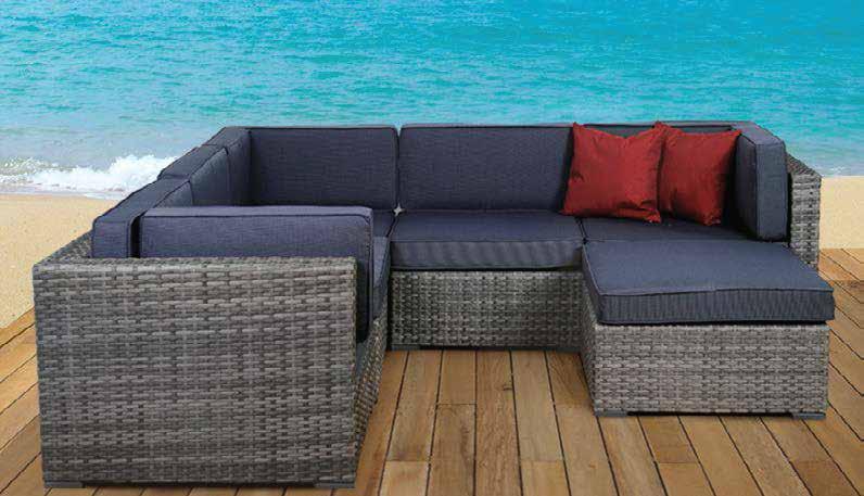 CONVERSATION SETS BELLAGIO 6 PIECE SECTIONAL. SYNTHETIC WICKER WITH ALUMINUM FRAME.
