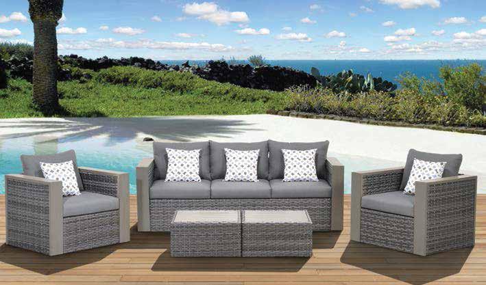 CEBU 5 PIECE CONVERSATION SET WITH DURABOARD ARMS. SYNTHETIC WICKER WITH ALUMINUM FRAME.