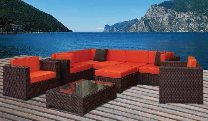 BELLAGIO 9 PIECE SECTIONAL. SYNTHETIC WICKER WITH ALUMINUM FRAME. FLORIDA 4 PIECE CONVERSATION SET.