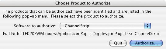 ChannelStrip Installation Guide After a few seconds the following dialog box will appear (if you have a number of hard disks attached to your machine, it may take some time for the dialog to appear