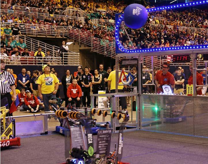 program industrialsize robots to play a difficult field game against like-minded competitors. The robot game changes every season and is always exciting.