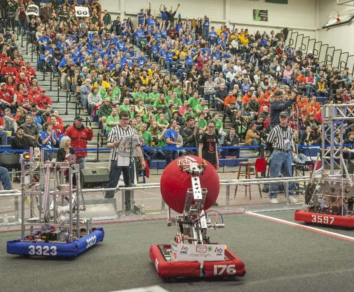 robot of their own design, improve teamwork, interpersonal, and communication skills, compete and cooperate in alliances and tournaments, understand and practice Gracious Professionalism, earn a