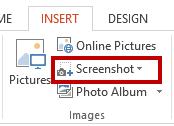 - Faceți clic pe document în locul în care doriți să adăugați captura de ecran. - În fila Insert (Inserare), în grupul Images (Ilustrații), faceți clic pe Screenshot (Captură de ecran.