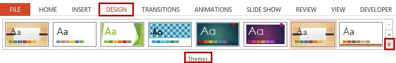 Personalizarea prezentării prin intermediul temelor PowerPoint furnizează o varietate de teme de proiectare, printre care scheme de culoare coordonatoare, fundaluri, stiluri de font și plasare a