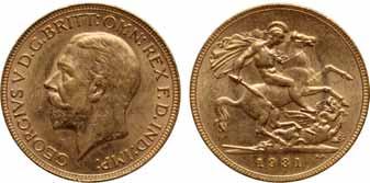 129 129 AUSTRALIA, GEORGE V, SOVEREIGN, 1925-P, MS62 PCGS Perth Mint, KM-29, S-4001. The 1925-P is an elusive date and mintmark combination in Mint State.