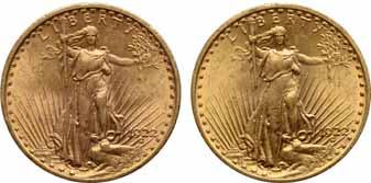 (PCGS 9177) $4,000-4,500 201 201 1922 $20 (2) Both show rich, golden luster and a few scattered bag marks.